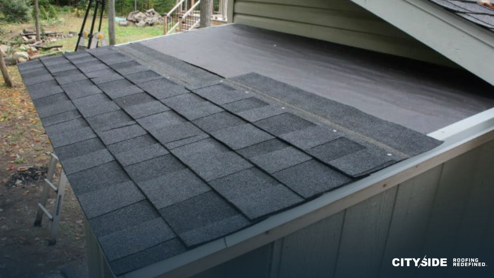 A roof covered with shingles
