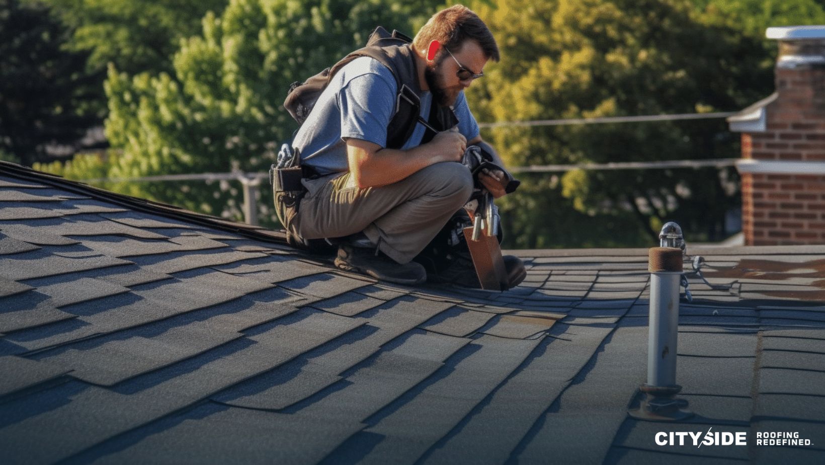 A roof featuring white shingles and a smooth white surface