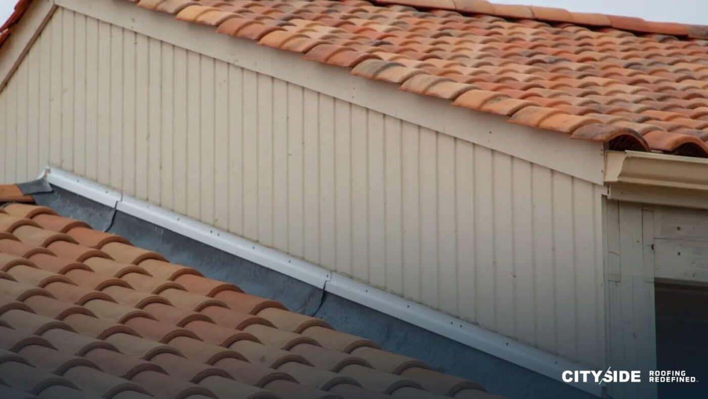Close-up view of a tile roof