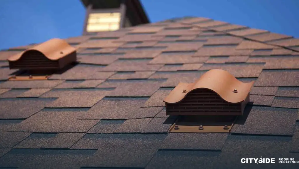 brown shingles positioned on a sloped